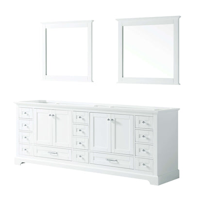 Dukes 84" White Double Vanity, no Top and 34" Mirrors - LD342284DA00M34