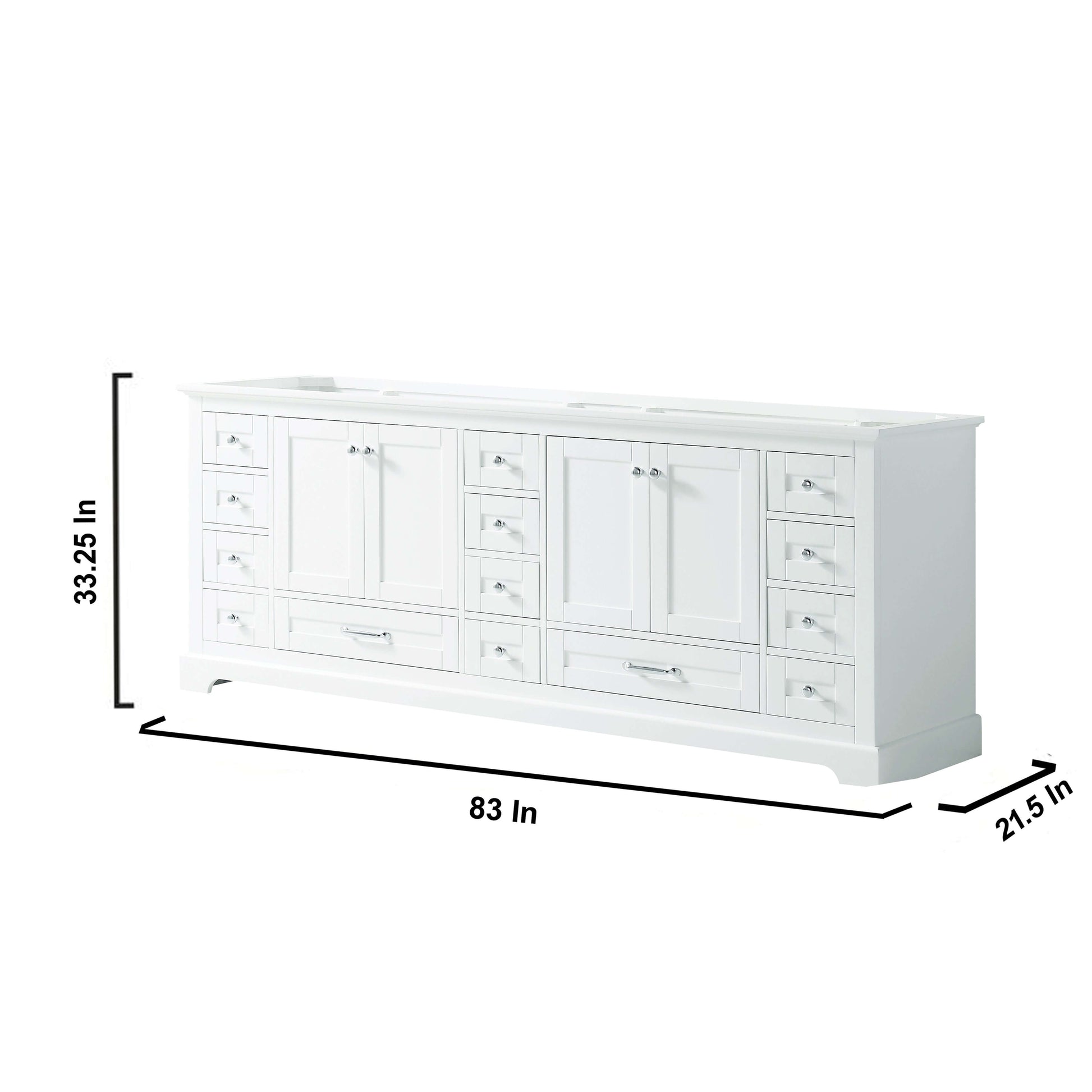 Dukes 84" White Double Vanity, no Top and 34" Mirrors - LD342284DA00M34