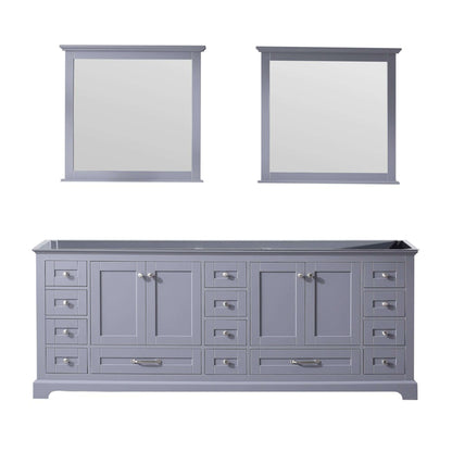 Dukes 84" Dark Grey Double Vanity, no Top and 34" Mirrors - LD342284DB00M34