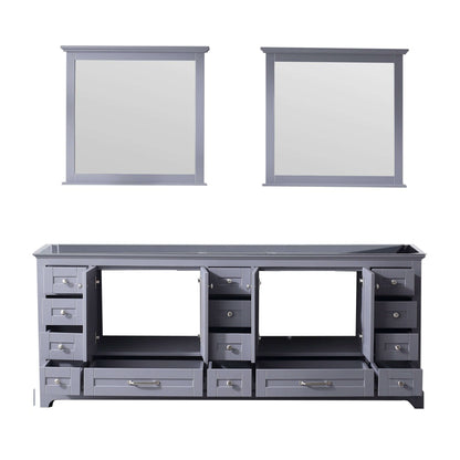 Dukes 84" Dark Grey Double Vanity, no Top and 34" Mirrors - LD342284DB00M34