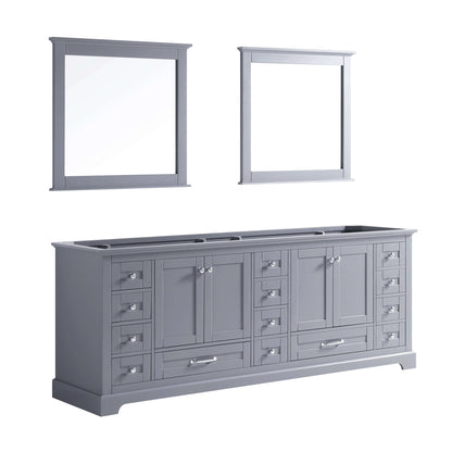 Dukes 84" Dark Grey Double Vanity, no Top and 34" Mirrors - LD342284DB00M34