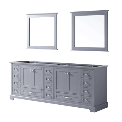 Dukes 84" Dark Grey Double Vanity, no Top and 34" Mirrors - LD342284DB00M34