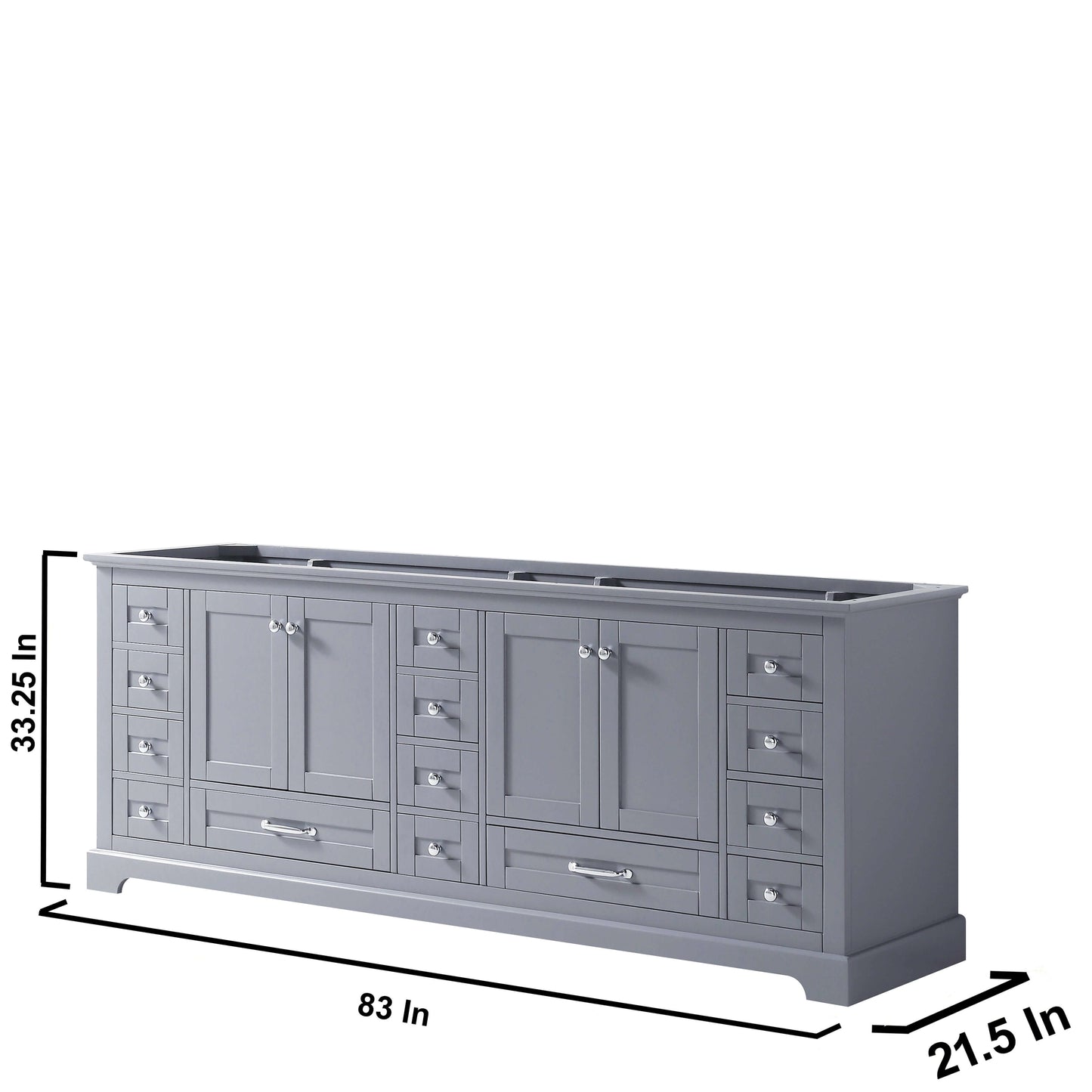 Dukes 84" Dark Grey Double Vanity, no Top and 34" Mirrors - LD342284DB00M34