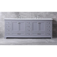 Load image into Gallery viewer, Dukes 84&quot; Dark Grey Double Vanity, White Quartz Top, White Square Sinks and no Mirror - LD342284DBWQ000