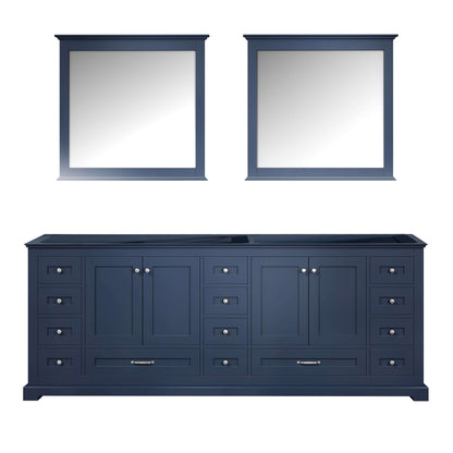 Dukes 84" Navy Blue Double Vanity, no Top and 34" Mirrors - LD342284DE00M34