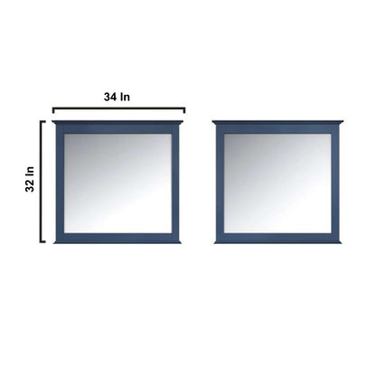 Dukes 84" Navy Blue Double Vanity, no Top and 34" Mirrors - LD342284DE00M34