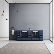 Load image into Gallery viewer, Dukes 84&quot; Navy Blue Double Vanity, White Carrara Marble Top, White Square Sinks and no Mirror - LD342284DEDS000