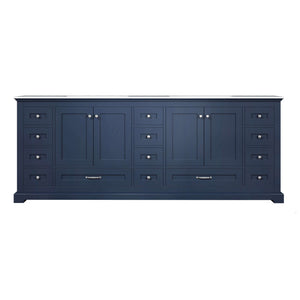 Dukes 84" Navy Blue Double Vanity, White Carrara Marble Top, White Square Sinks and no Mirror - LD342284DEDS000