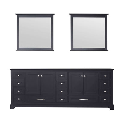 Dukes 84" Espresso Double Vanity, no Top and 34" Mirrors - LD342284DG00M34