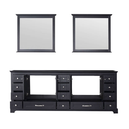 Dukes 84" Espresso Double Vanity, no Top and 34" Mirrors - LD342284DG00M34