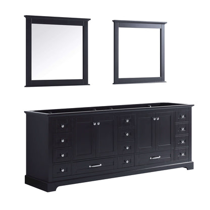 Dukes 84" Espresso Double Vanity, no Top and 34" Mirrors - LD342284DG00M34