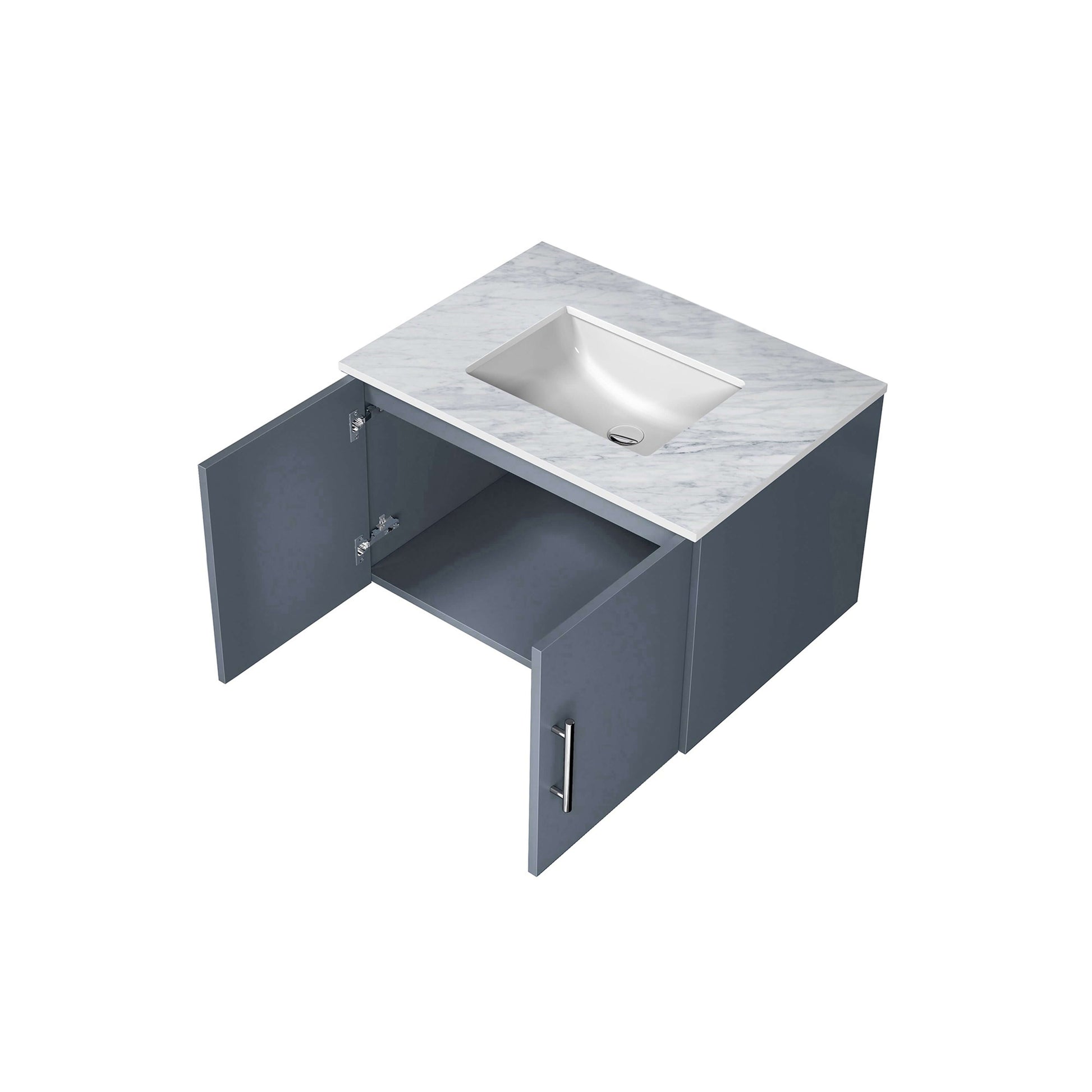 Geneva 30" Dark Grey Single Vanity, White Carrara Marble Top, White Square Sink and no Mirror - LG192230DBDS000