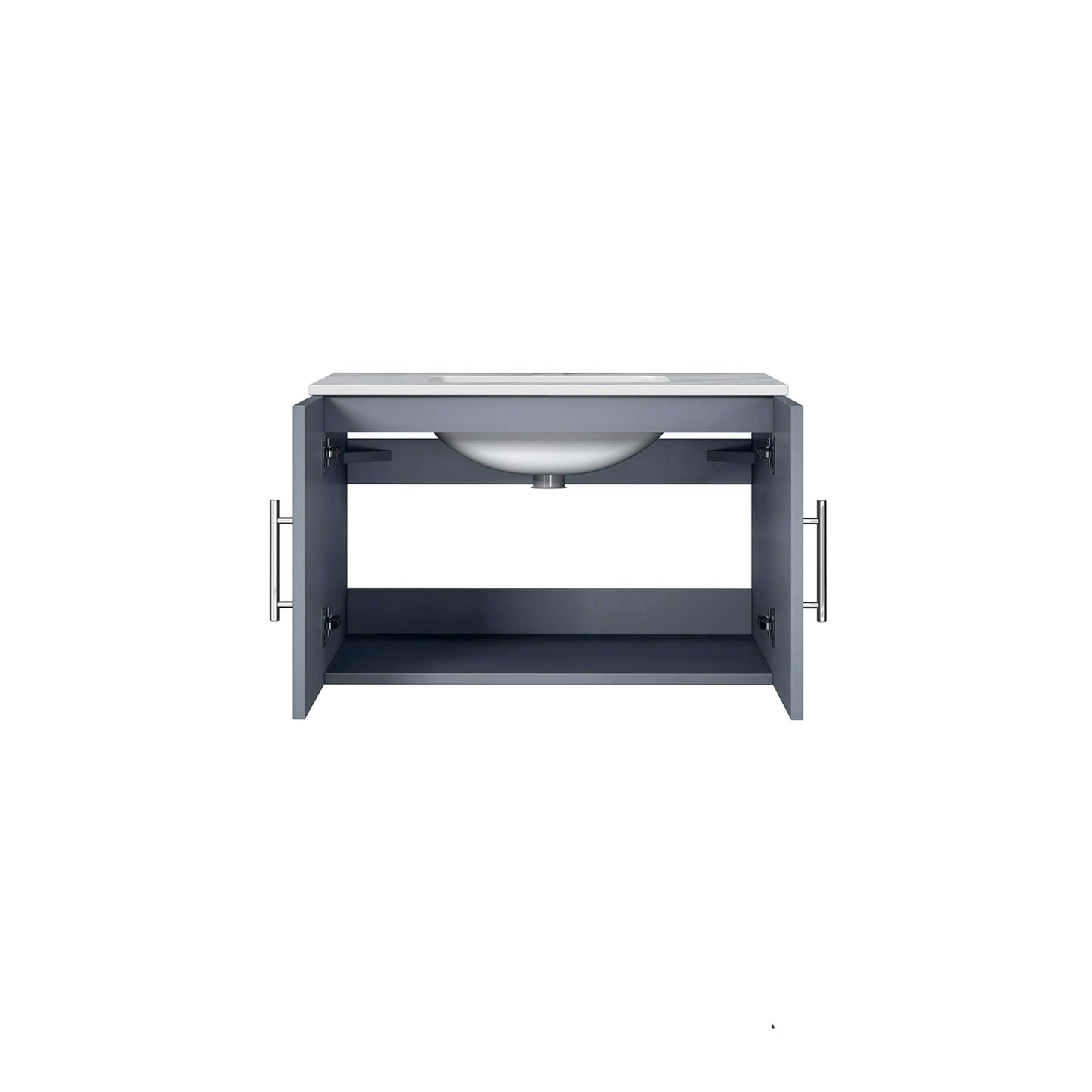 Geneva 30" Dark Grey Single Vanity, White Carrara Marble Top, White Square Sink and no Mirror - LG192230DBDS000