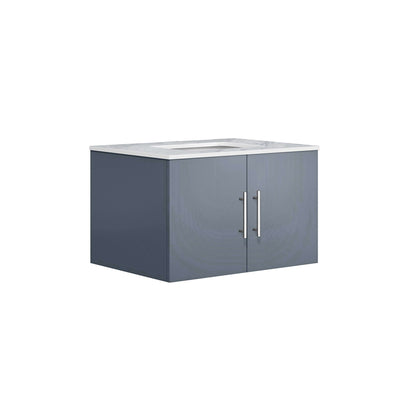 Geneva 30" Dark Grey Single Vanity, White Carrara Marble Top, White Square Sink and no Mirror - LG192230DBDS000