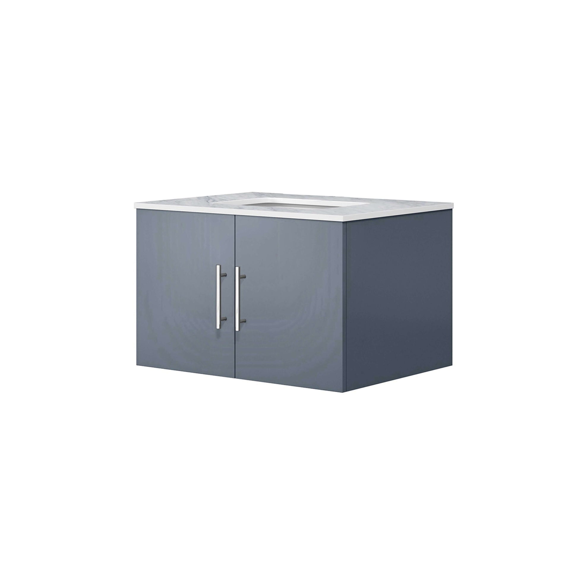 Geneva 30" Dark Grey Single Vanity, White Carrara Marble Top, White Square Sink and no Mirror - LG192230DBDS000