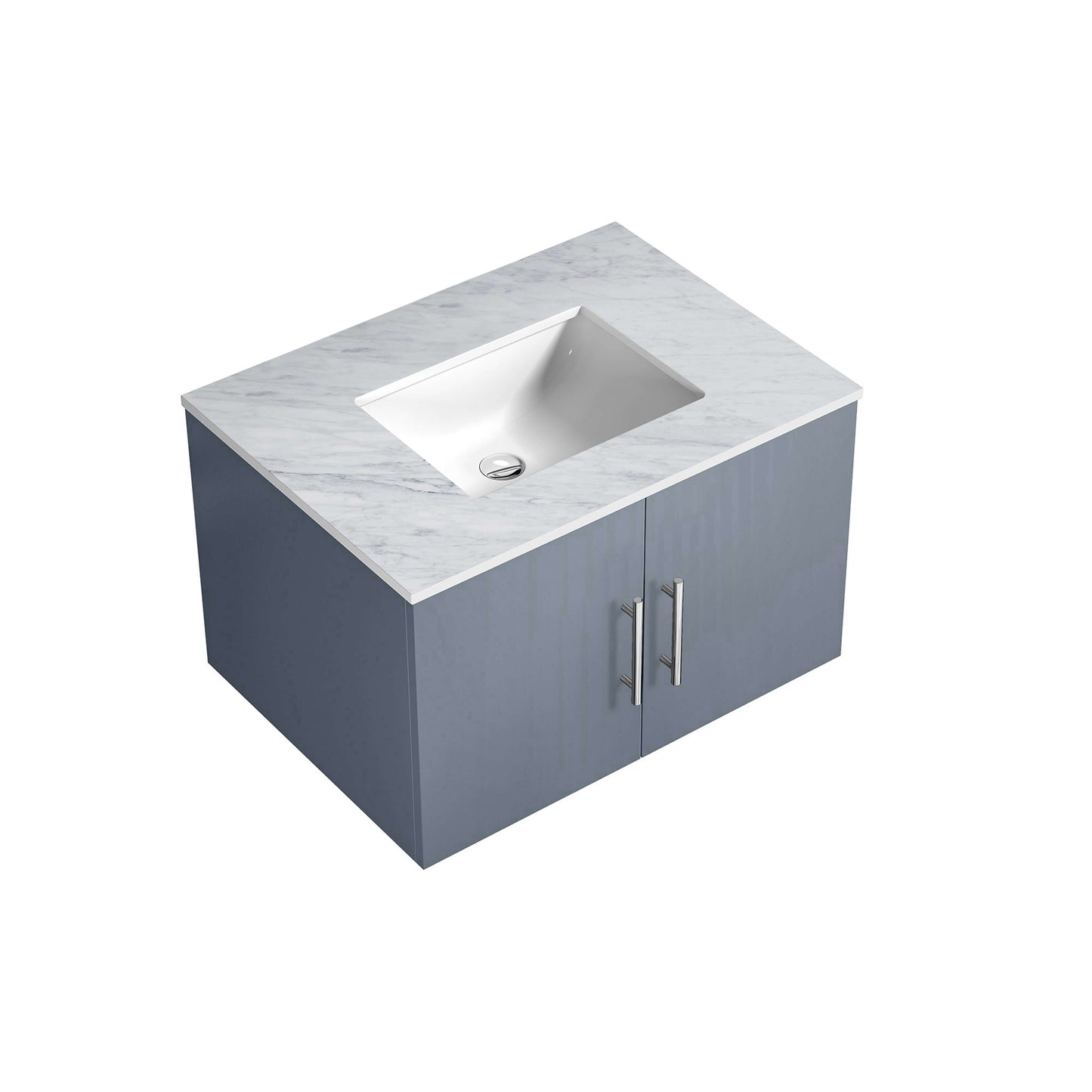 Geneva 30" Dark Grey Single Vanity, White Carrara Marble Top, White Square Sink and no Mirror - LG192230DBDS000