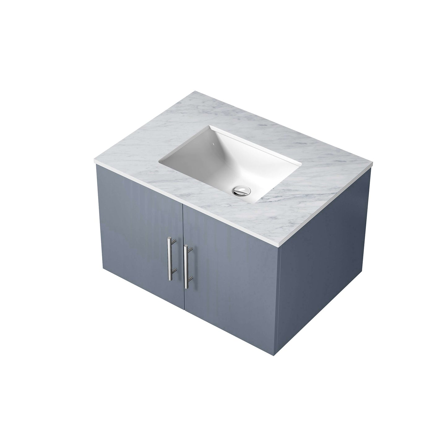 Geneva 30" Dark Grey Single Vanity, White Carrara Marble Top, White Square Sink and no Mirror - LG192230DBDS000