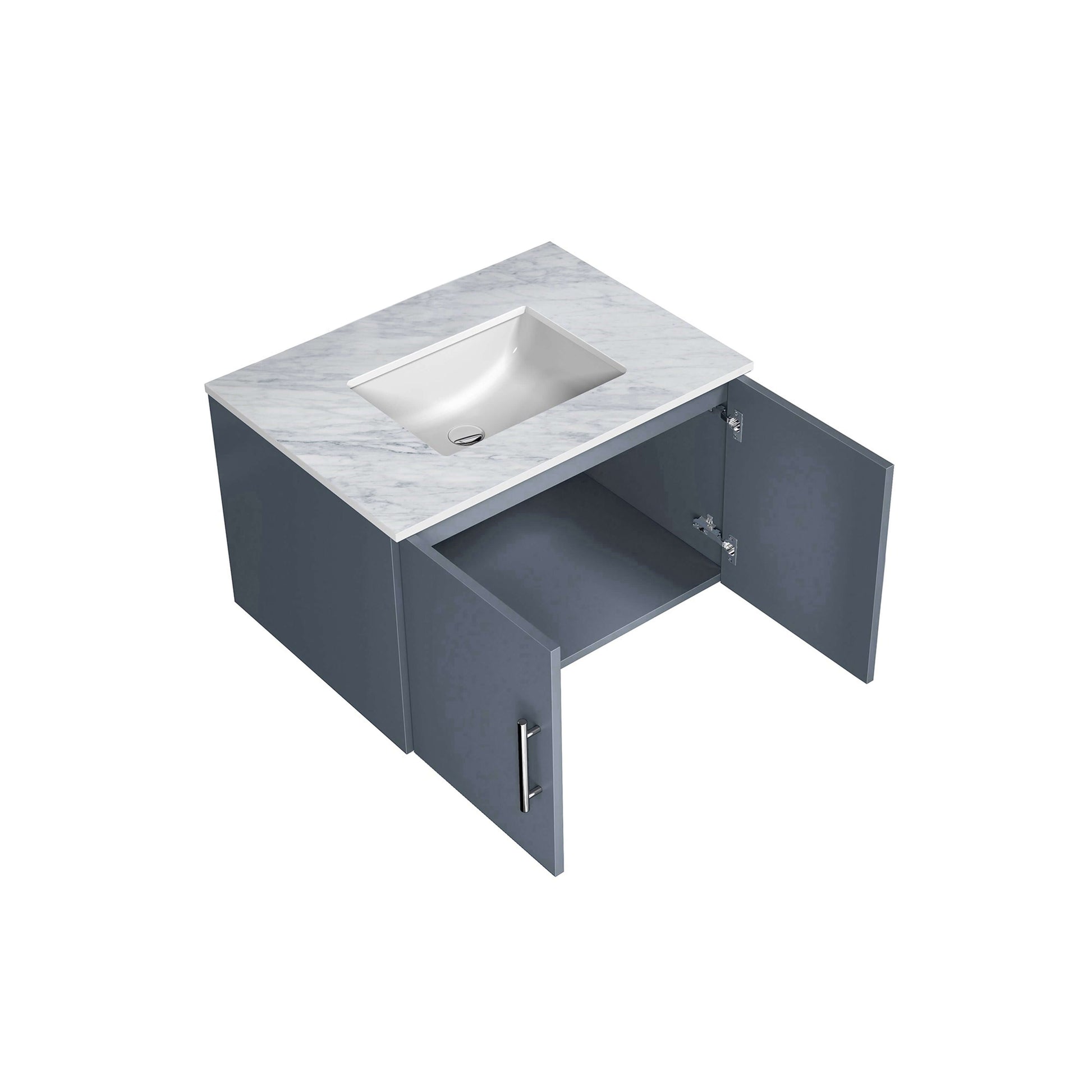 Geneva 30" Dark Grey Single Vanity, White Carrara Marble Top, White Square Sink and no Mirror - LG192230DBDS000