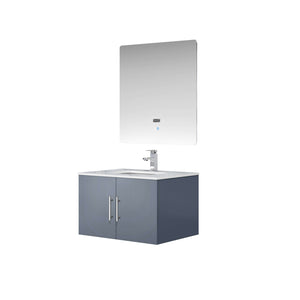 Geneva 30" Dark Grey Single Vanity, White Carrara Marble Top, White Square Sink and 30" LED Mirror - LG192230DBDSLM30