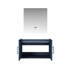 Geneva 30" Navy Blue Single Vanity, White Carrara Marble Top, White Square Sink and no Mirror - LG192230DEDS000