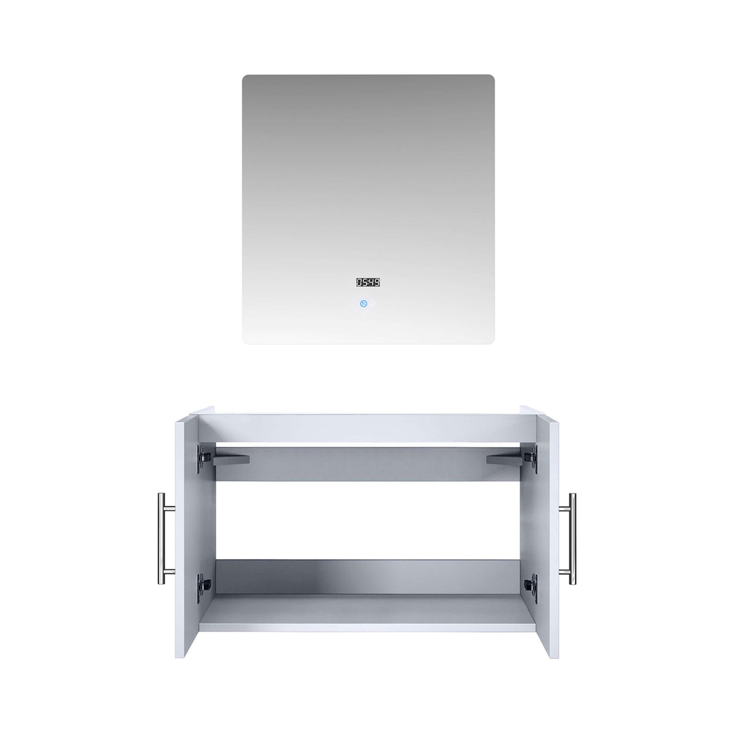 Geneva 30" Glossy White Single Vanity, no Top and 30" LED Mirror - LG192230DM00LM30