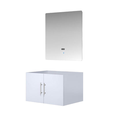 Geneva 30" Glossy White Single Vanity, no Top and 30" LED Mirror - LG192230DM00LM30