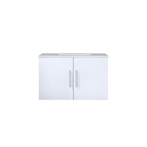 Geneva 30" Glossy White Single Vanity, White Carrara Marble Top, White Square Sink and no Mirror - LG192230DMDS000