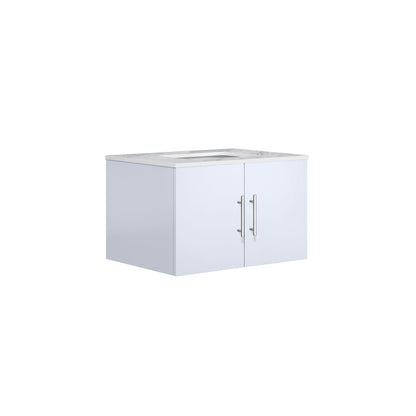 Geneva 30" Glossy White Single Vanity, White Carrara Marble Top, White Square Sink and no Mirror - LG192230DMDS000