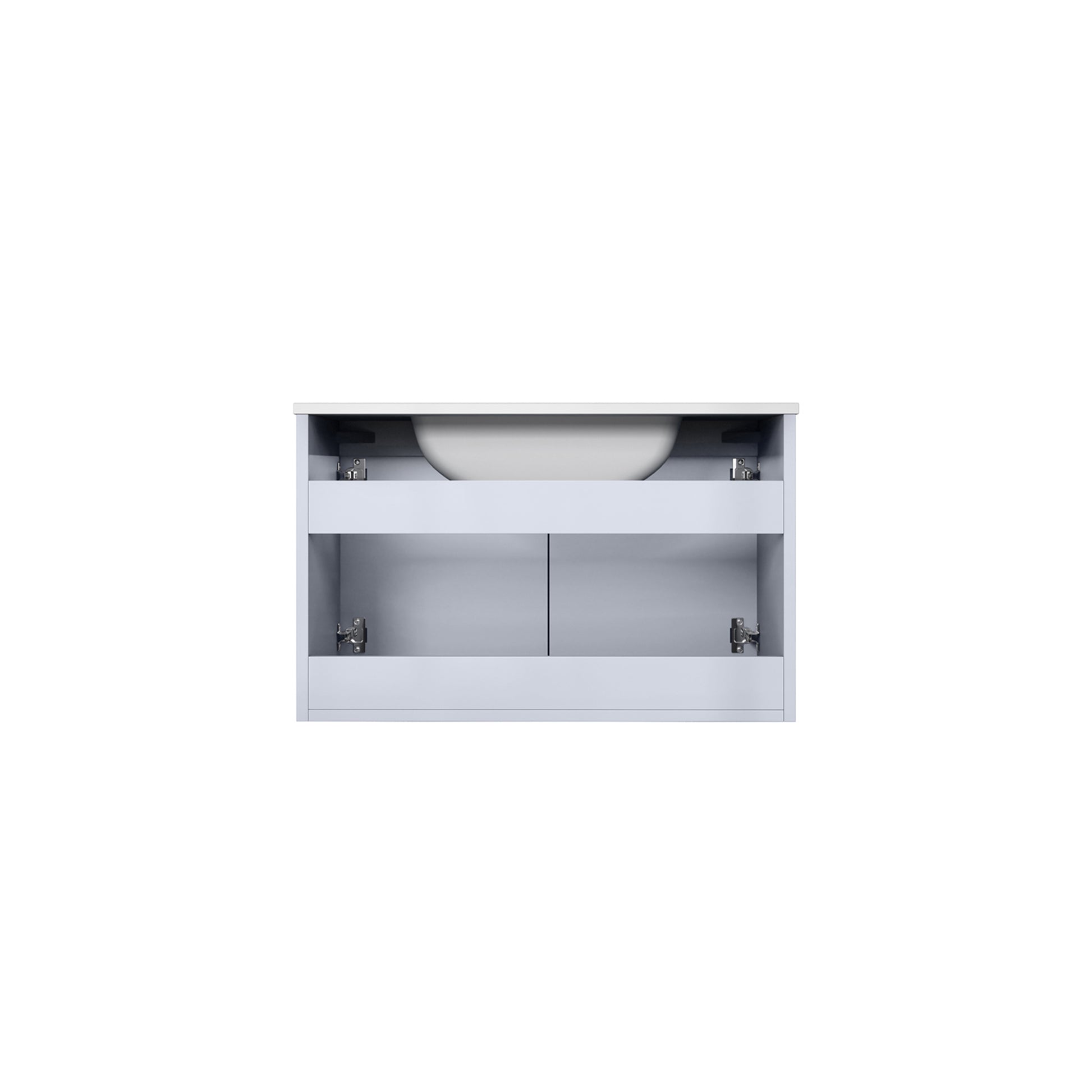 30" Glossy White Single Vanity Ensemble with White Carrara Marble Top with White Ceramic Square Undermount Sink and 30 inch LED Mirror - LG192230DMDSLM30F