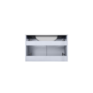 30" Glossy White Single Vanity Ensemble with White Carrara Marble Top with White Ceramic Square Undermount Sink and 30 inch LED Mirror - LG192230DMDSLM30F