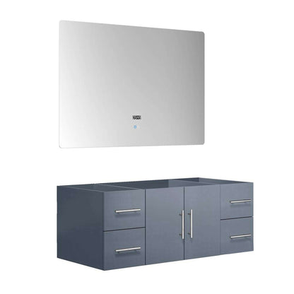 Geneva 48" Dark Grey Single Vanity, no Top and 48" LED Mirror - LG192248DB00LM48