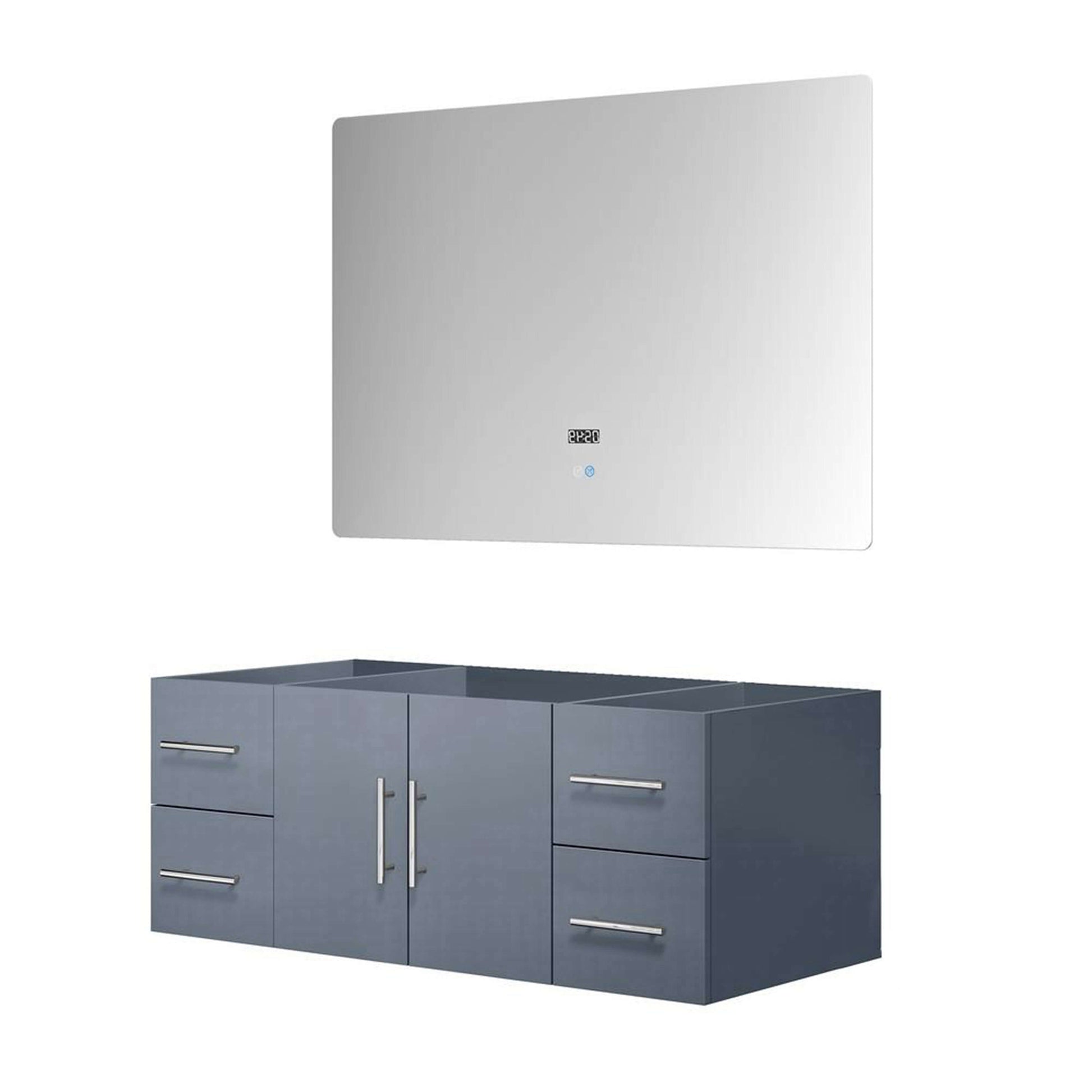 Geneva 48" Dark Grey Single Vanity, no Top and 48" LED Mirror - LG192248DB00LM48