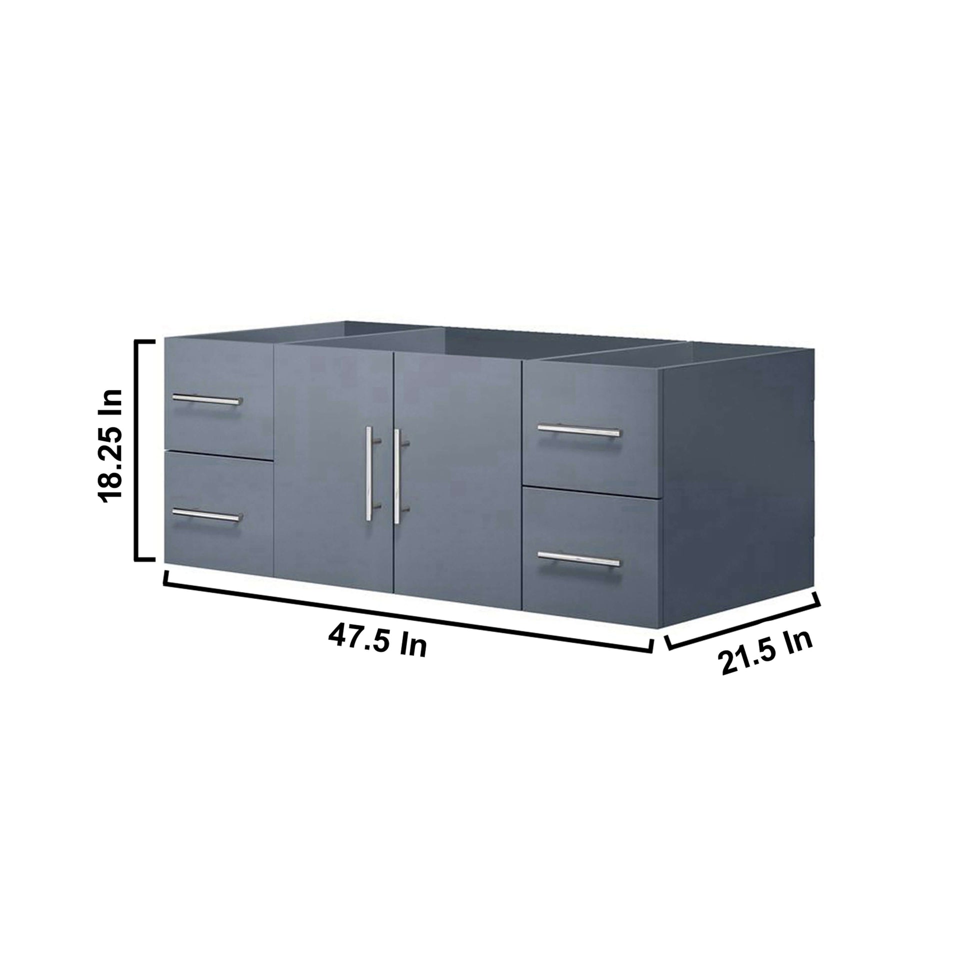 Geneva 48" Dark Grey Single Vanity, no Top and 48" LED Mirror - LG192248DB00LM48