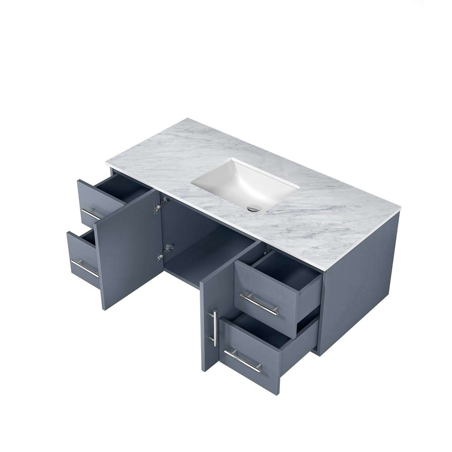 Geneva 48" Dark Grey Single Vanity, White Carrara Marble Top, White Square Sink and no Mirror - LG192248DBDS000