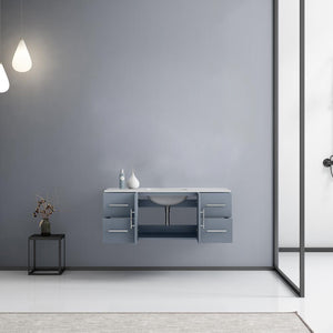 Geneva 48" Dark Grey Single Vanity, White Carrara Marble Top, White Square Sink and no Mirror - LG192248DBDS000