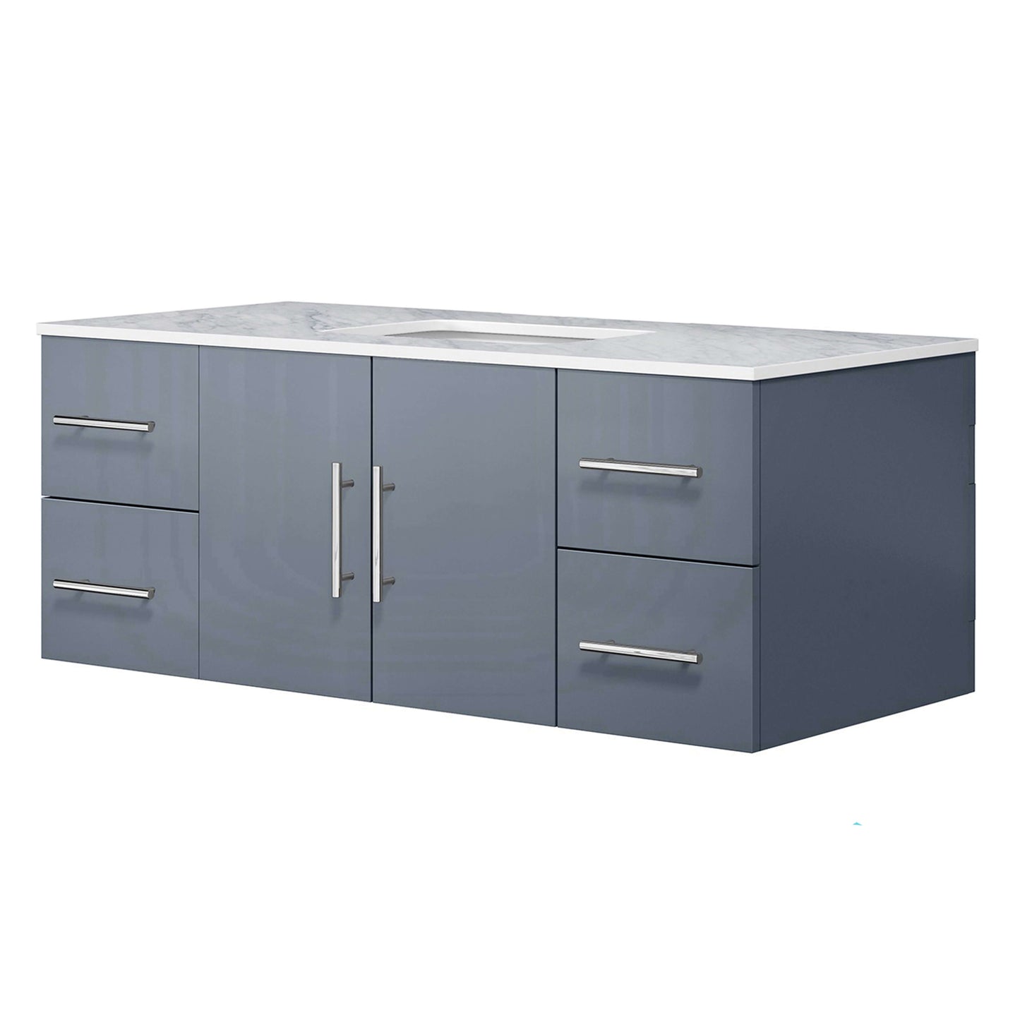 Geneva 48" Dark Grey Single Vanity, White Carrara Marble Top, White Square Sink and no Mirror - LG192248DBDS000