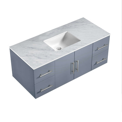 Geneva 48" Dark Grey Single Vanity, White Carrara Marble Top, White Square Sink and no Mirror - LG192248DBDS000