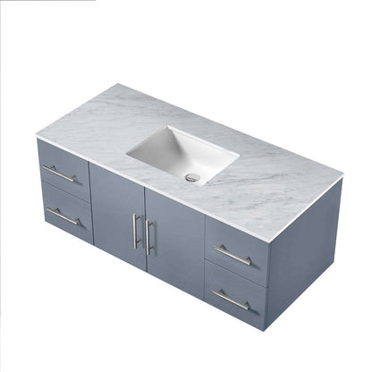 Geneva 48" Dark Grey Single Vanity, White Carrara Marble Top, White Square Sink and no Mirror - LG192248DBDS000