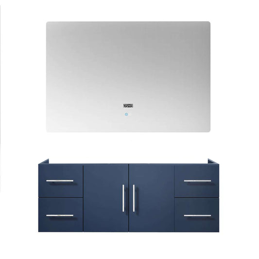 Geneva 48" Navy Blue Single Vanity, no Top and 48" LED Mirror - LG192248DE00LM48