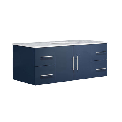 Geneva 48" Navy Blue Single Vanity, White Carrara Marble Top, White Square Sink and no Mirror - LG192248DEDS000