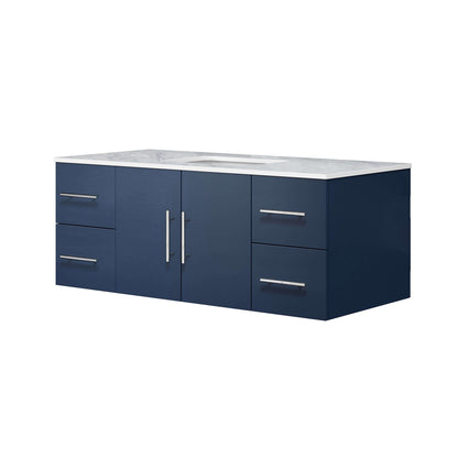 Geneva 48" Navy Blue Single Vanity, White Carrara Marble Top, White Square Sink and no Mirror - LG192248DEDS000