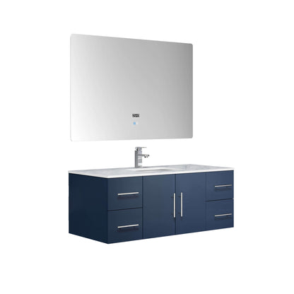 Geneva 60" Dark Grey Double Vanity, White Carrara Marble Top, White Square Sinks and 60" LED Mirror - LG192260DBDSLM60