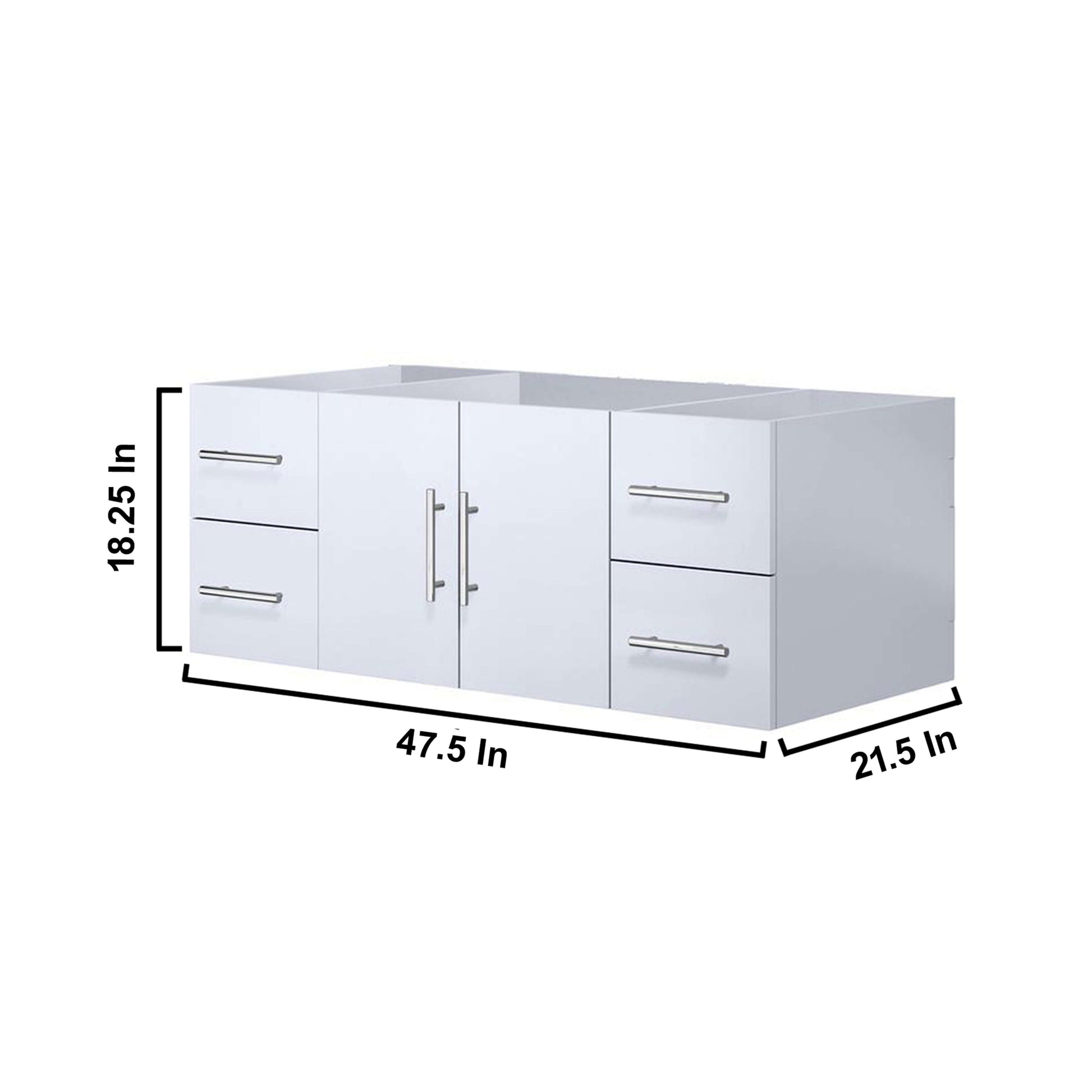 Geneva 48" Glossy White Single Vanity, no Top and 48" LED Mirror - LG192248DM00LM48