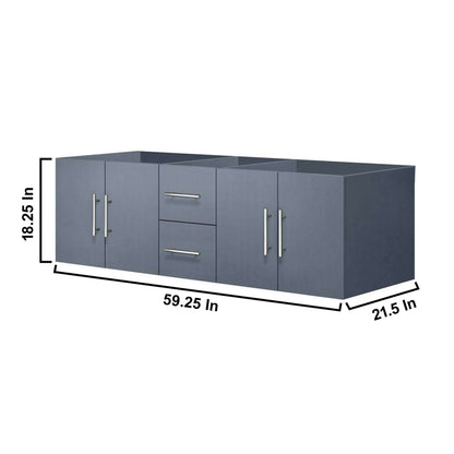 Geneva 60" Dark Grey Double Vanity, no Top and 60" LED Mirror - LG192260DB00LM60