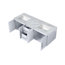 Load image into Gallery viewer, Geneva 60&quot; Glossy White Double Vanity, White Carrara Marble Top, White Square Sinks and no Mirror - LG192260DMDS000