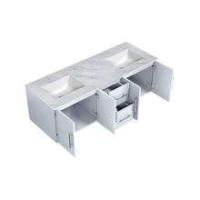 Load image into Gallery viewer, Geneva 60&quot; Glossy White Double Vanity, White Carrara Marble Top, White Square Sinks and no Mirror - LG192260DMDS000