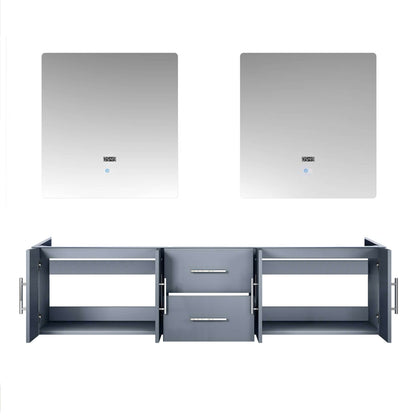 Geneva 72" Dark Grey Double Vanity, no Top and 30" LED Mirrors - LG192272DB00LM30