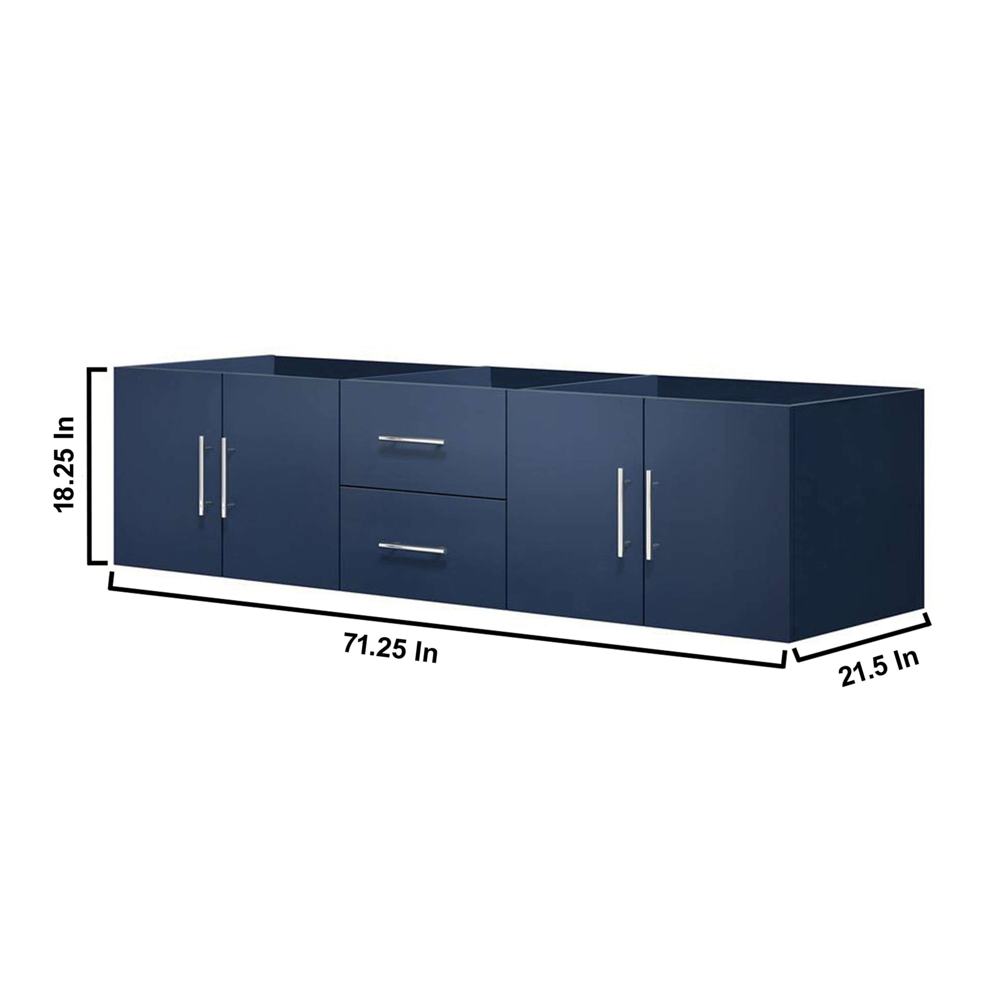 Geneva 72" Navy Blue Double Vanity, no Top and 30" LED Mirrors - LG192272DE00LM30