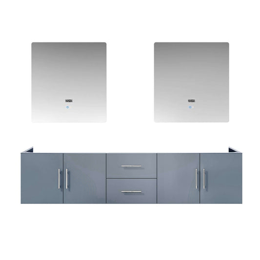 Geneva 80" Dark Grey Double Vanity, no Top and 30" LED Mirrors - LG192280DB00LM30