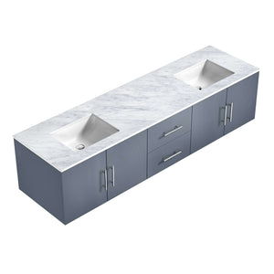 Geneva 80" Dark Grey Double Vanity, White Carrara Marble Top, White Square Sinks and no Mirror - LG192280DBDS000